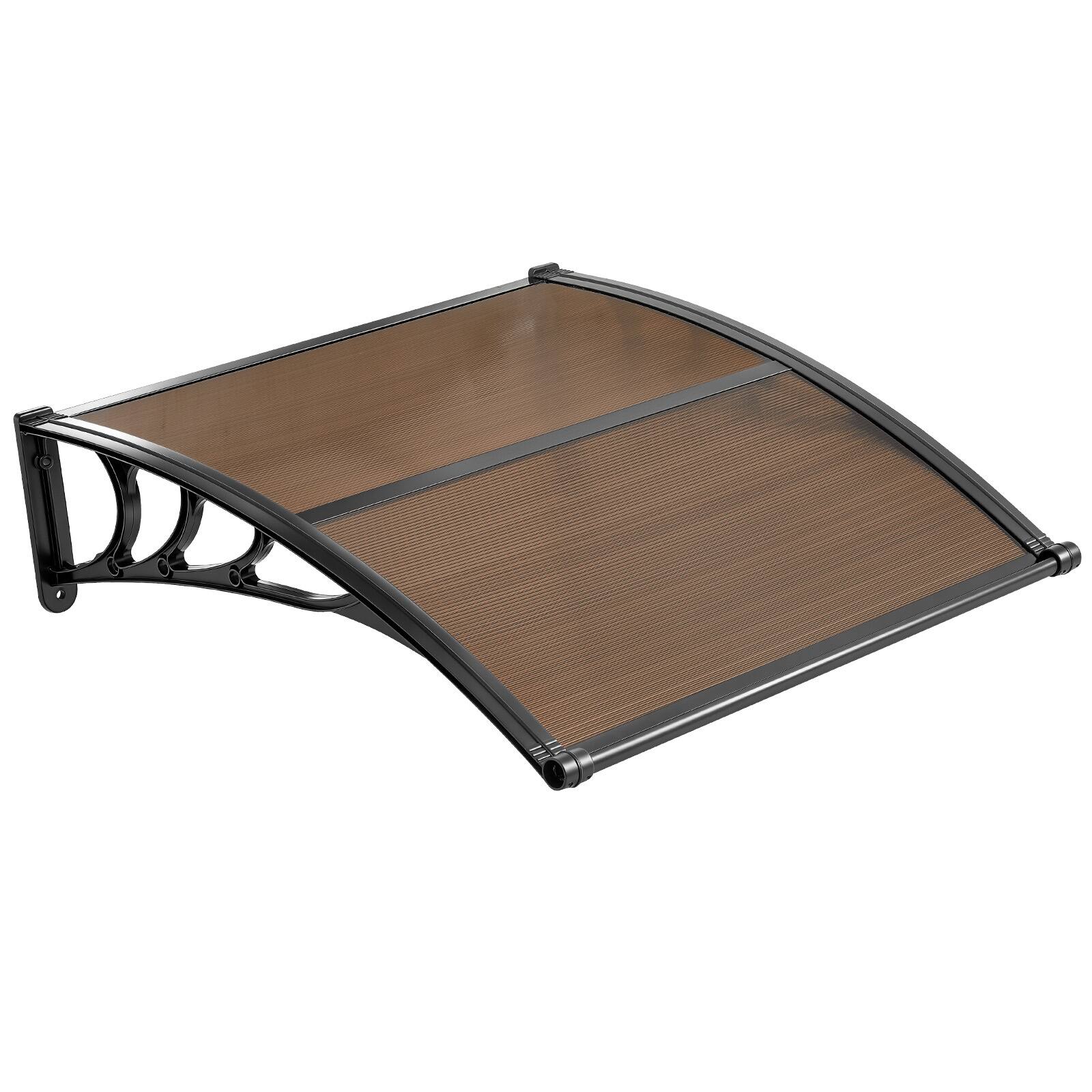 Alt View 5. VEVOR - Awnings for Door Entrance, 38 x 40 in, Exterior Front Door Window Awnings with Drainage & ABS Bracket - Brown.