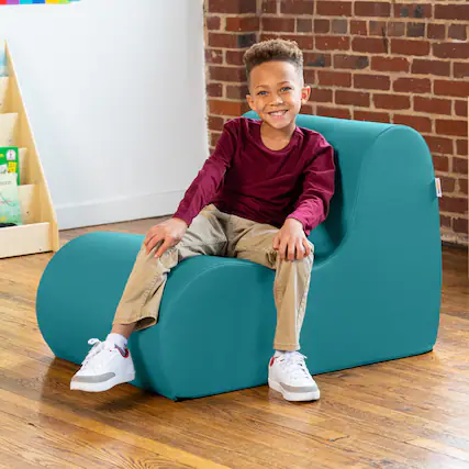 Front. Jaxx - Jaxx Midtown Medium Classroom Soft Foam Chair - Premium Vinyl Cover - Turquoise - Turquoise.