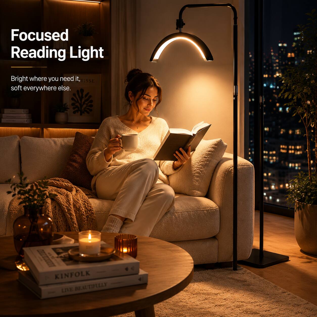 Focused Reading Light  
Bright where you need it, soft everywhere else.  
-  
KINFOLK LIVE BEAUTIFULLY