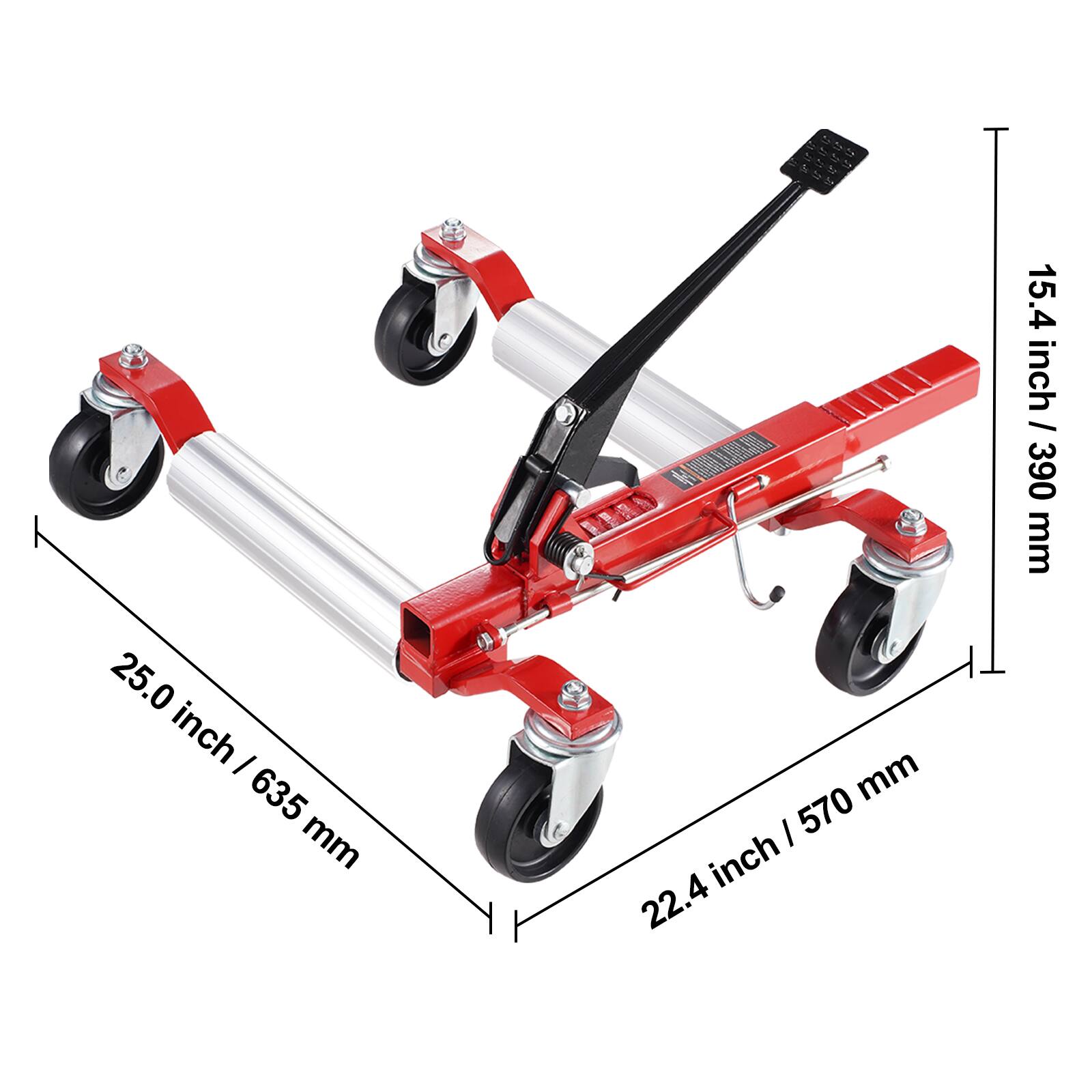 15.4 inch / 390 mm  
25.0 inch / 635 mm  
22.4 inch / 570 mm