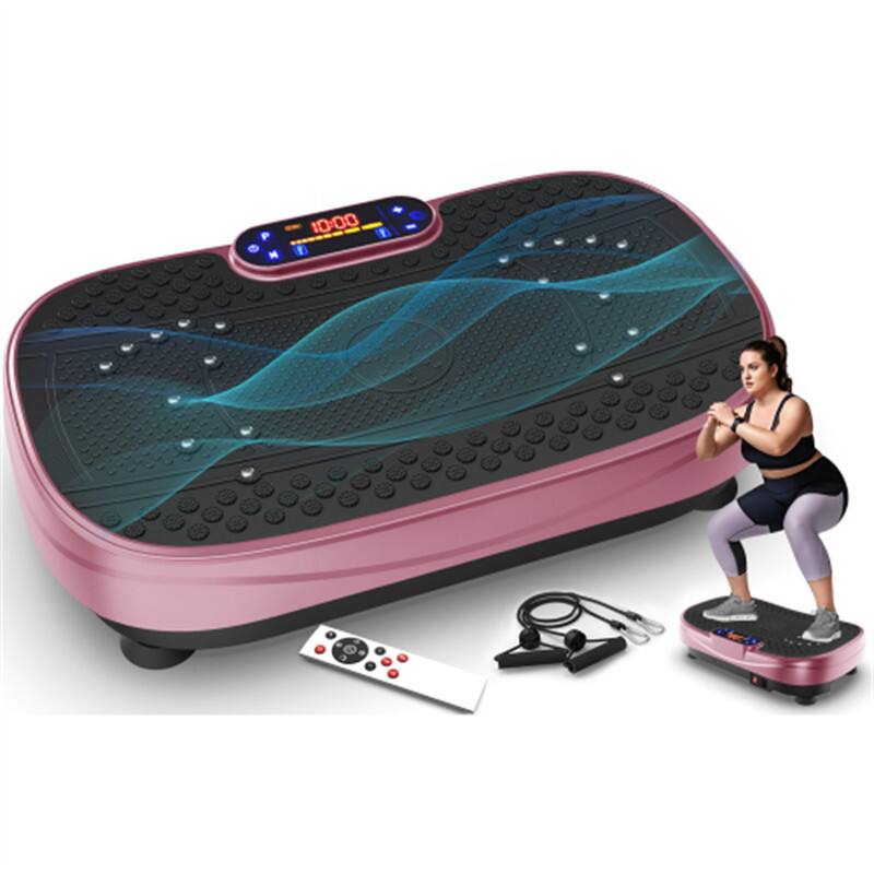 Front. HTUTWOO - Vibration Plate Fitness Platform, Whole-Body Vibration,Adjustable Speed,Compact,with Resistance Bands and Remote Control - ROSE RED.