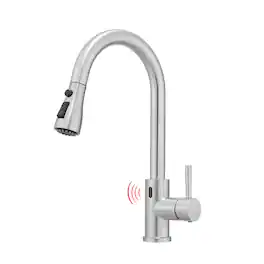 Ropilly - Touchless Kitchen Faucet with Pull Out Sprayer, Motion Sensor Kitchen Faucet - Brushed Nickel