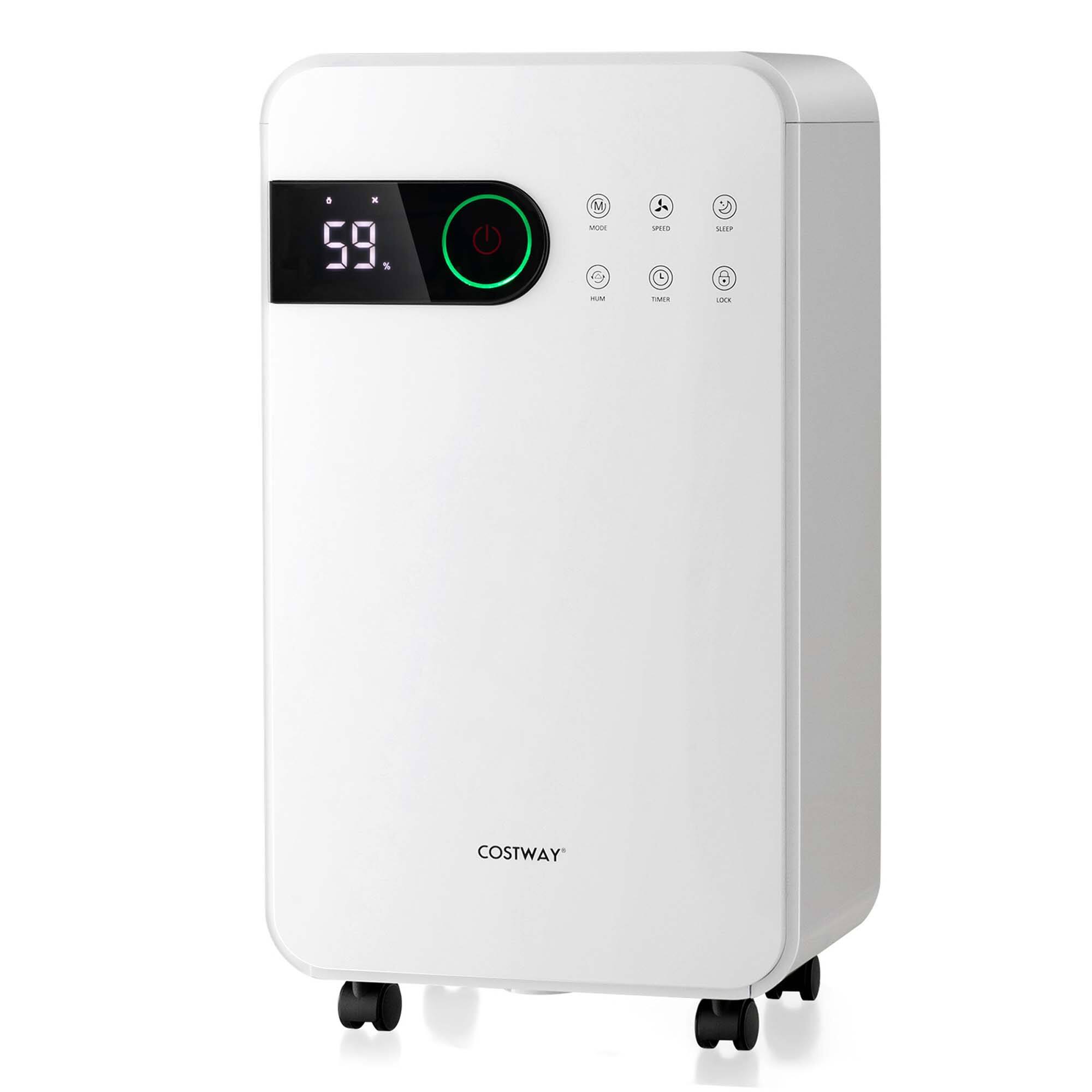 Costway - Dehumidifier for Home Basement Portable 32 Pints with Sleep Mode up to 2500 Sq. Ft - White