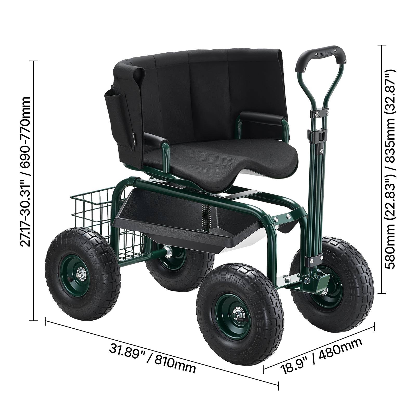 690-770mm / 27.17-30.31" (32.87")  
835mm / (22.83")  
580mm  
31.89" / 810mm  
18.9" / 480mm