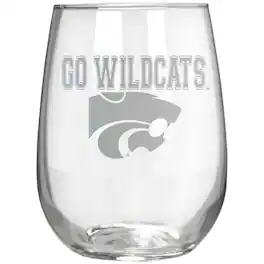 Great American Products - Kansas State Wildcats Etched 17oz. Rally Cry Stemless Wine Glass - Multicolor