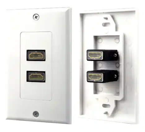 Front. Pyle - Pyle Home PHDMF2 Dual HDMI Wall Plate - White.