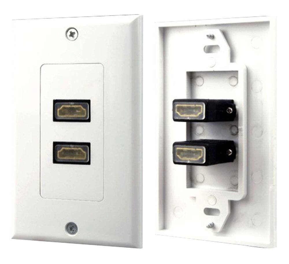 Front. Pyle - Pyle Home PHDMF2 Dual HDMI Wall Plate - White.