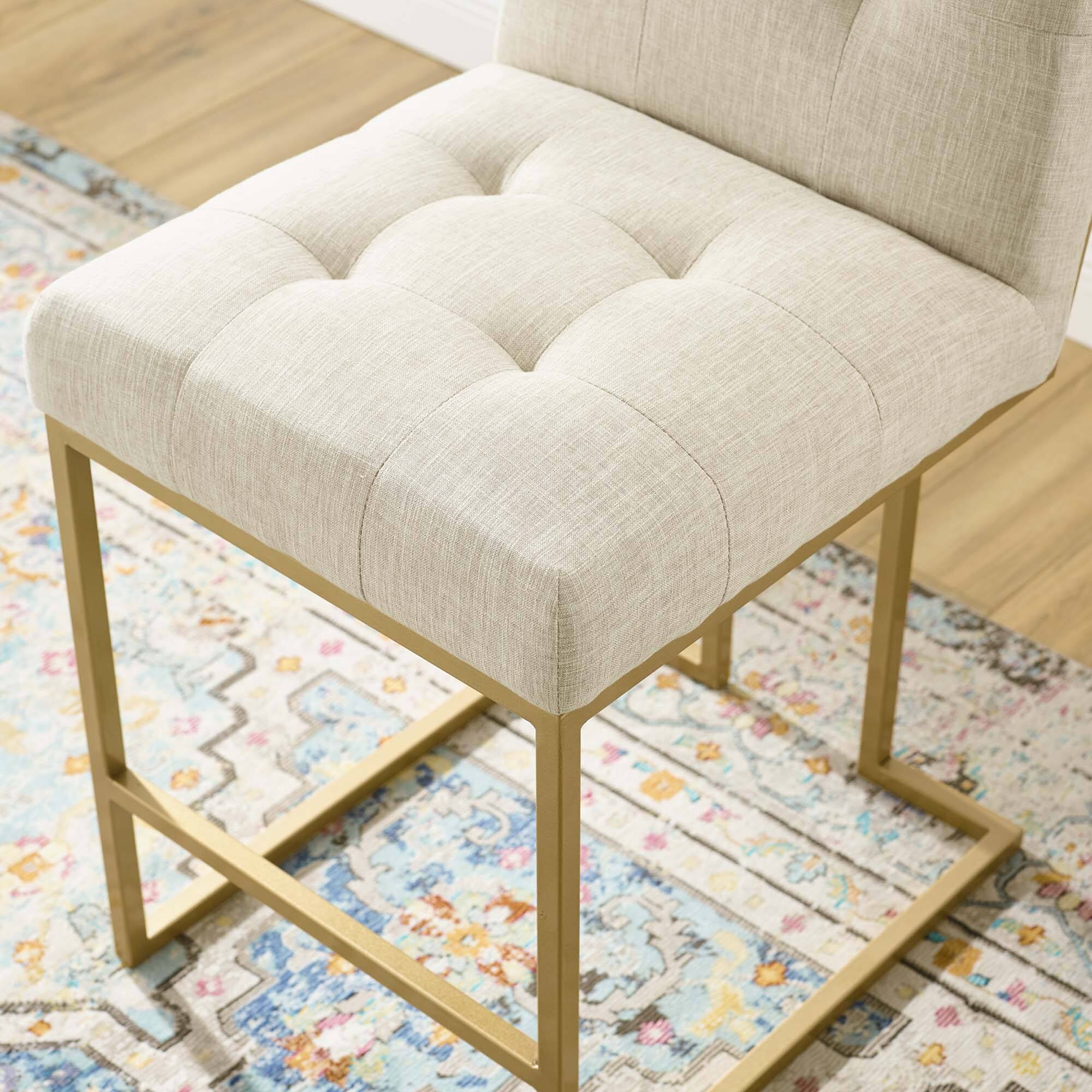 Alt View 4. Modway - Privy Gold Stainless Steel Upholstered Fabric Counter Stool by Modway - Brown.