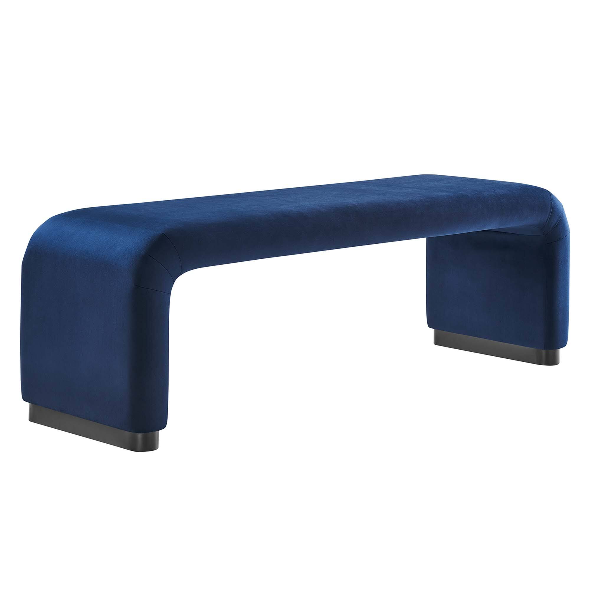 Front. Modway - Koda Performance Velvet Waterfall Long Bench by Modway - Blue.