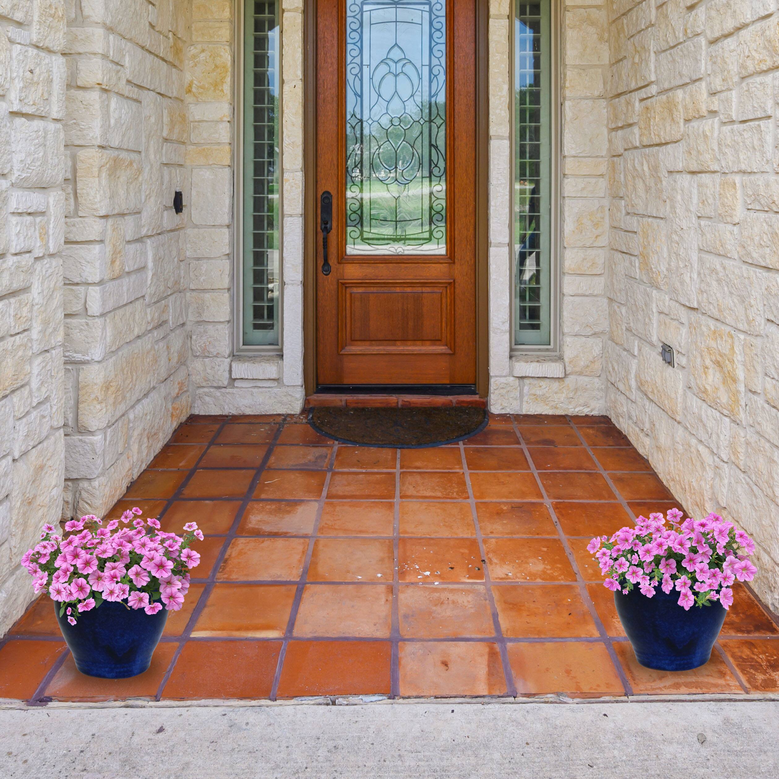 Alt View 7. Sunnydaze - 9 in Studio Glazed Ceramic Planter - Set of 2 - Imperial Blue.