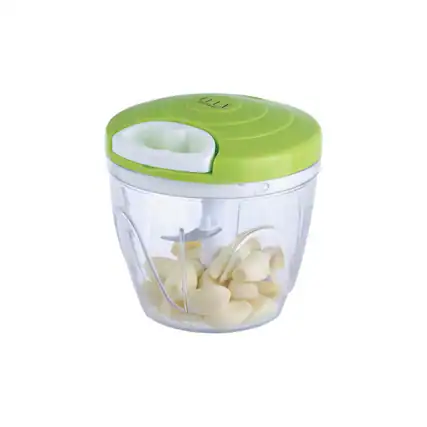Front. Elle Decor - 4.25 Cup Manual Mini Food Processor, 1L Pull Cord Chopper with 5 Stainless Steel Blades & Mixer Blade, BPA Free - Green/Clear.