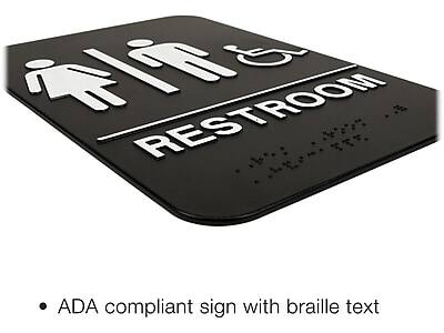- ADA compliant sign with braille text
- RESTROOM