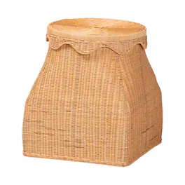 bali & pari - Ada Natural Rattan Laundry Hamper - Handwoven Wicker Storage Basket for Laundry Room - Light Honey