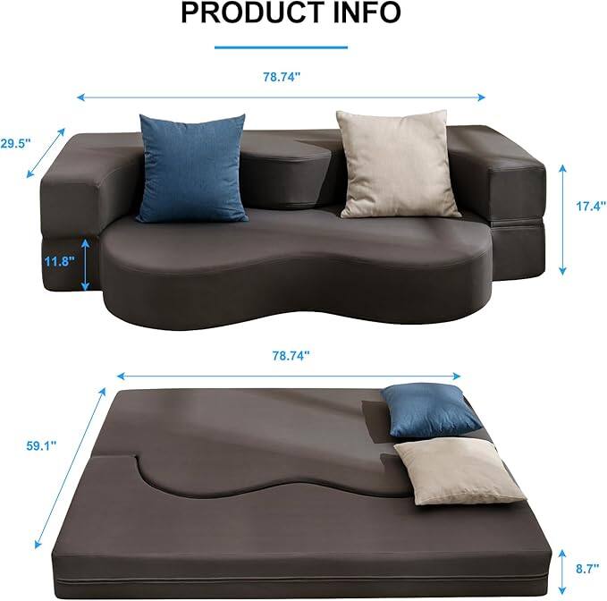 PRODUCT INFO

- Width: 78.74"
- Depth: 29.5"
- Height: 11.8"
- Seat Height: 17.4"
- Bed Length: 78.74"
- Bed Width: 59.1"
- Bed Height: 8.7"