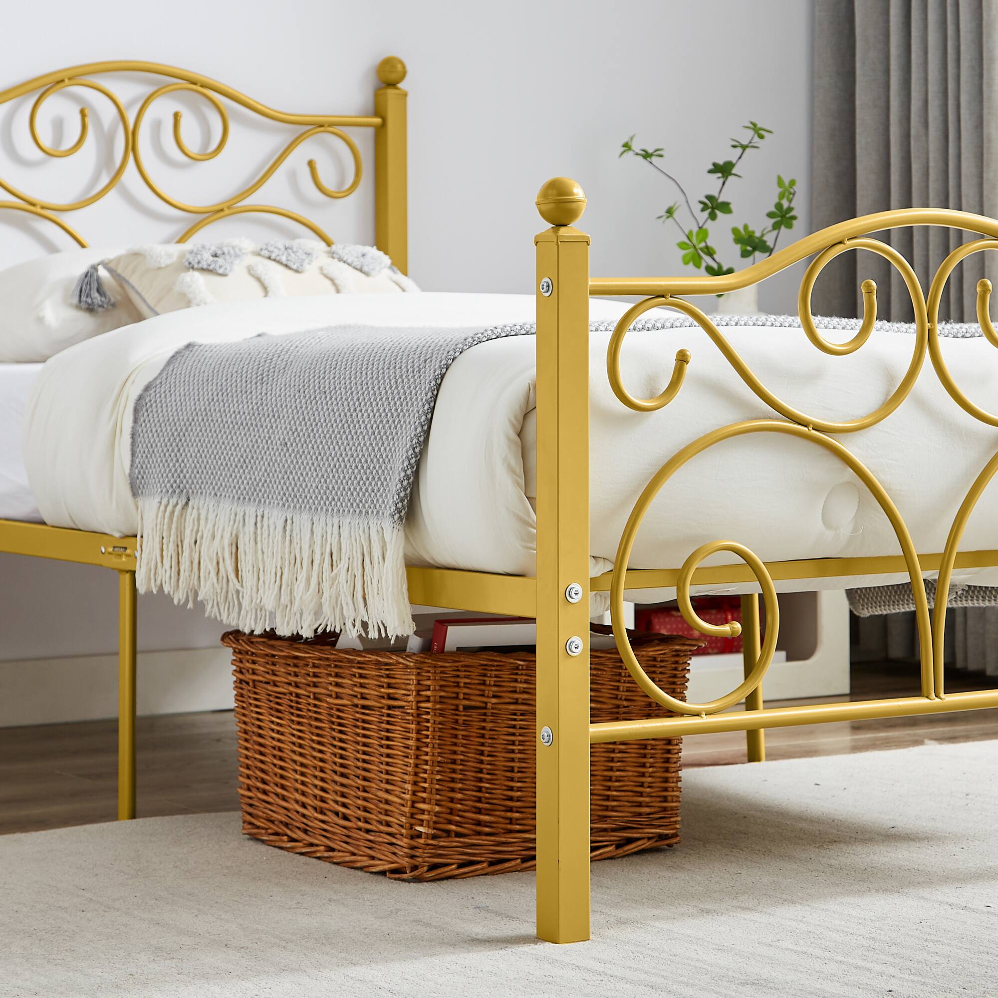 Alt View 4. Vecelo - Queen Size Upholstered Bed With Adjustable Headboard And Underbed Storage - Metal Platform Bed,Quiet Design - Dark Blue.