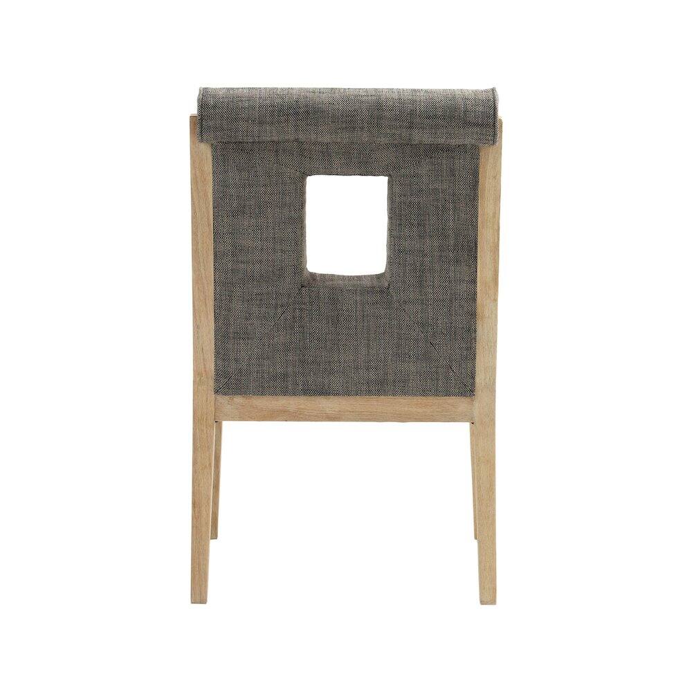 Alt View 4. Meridian Furniture - Gwendolyn Grey Linen Textured Fabric Dining Arm Chair - Grey.