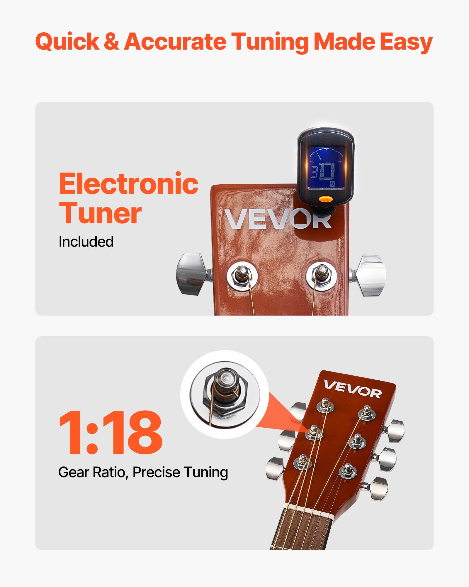 Quick & Accurate Tuning Made Easy

Electronic Tuner Included

1:18 Gear Ratio, Precise Tuning