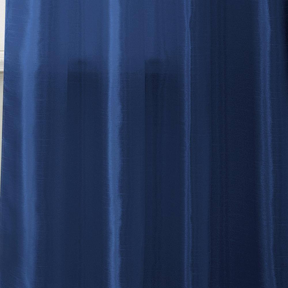 Front. RT Designers Collection - Nancy Faux Silk Grommet Curtain Panel - Luxurious Navy Window Treatment - Navy.