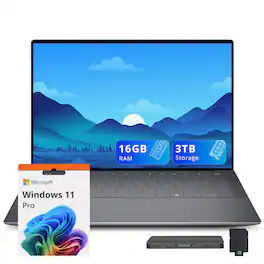 Dell - Upgraded - XPS 14 14.5" 3.2K Touch Laptop,Ultra 7 255H,16GB RAM,2TB SSD+1TB Dock Set,Backlit,Fingerprint,Win 11 Pro - Graphite