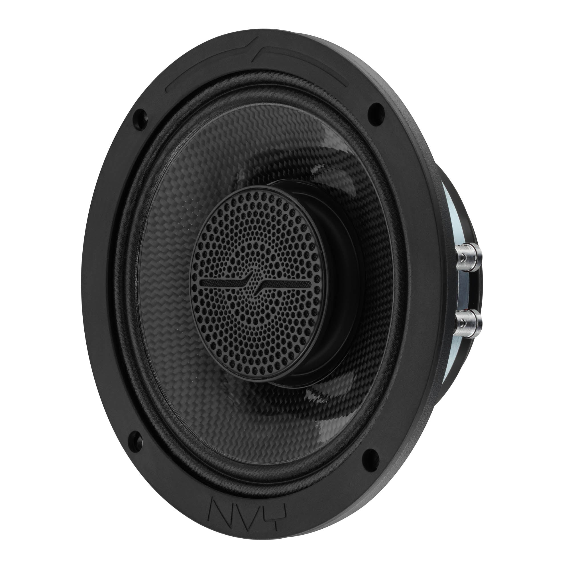 Left. DS18 Audio - 6.5" Slim Hybrid Coaxial Speaker With Carbon Fiber Cone and Compression Driver | 250W RMS 2-Ohm - Black.