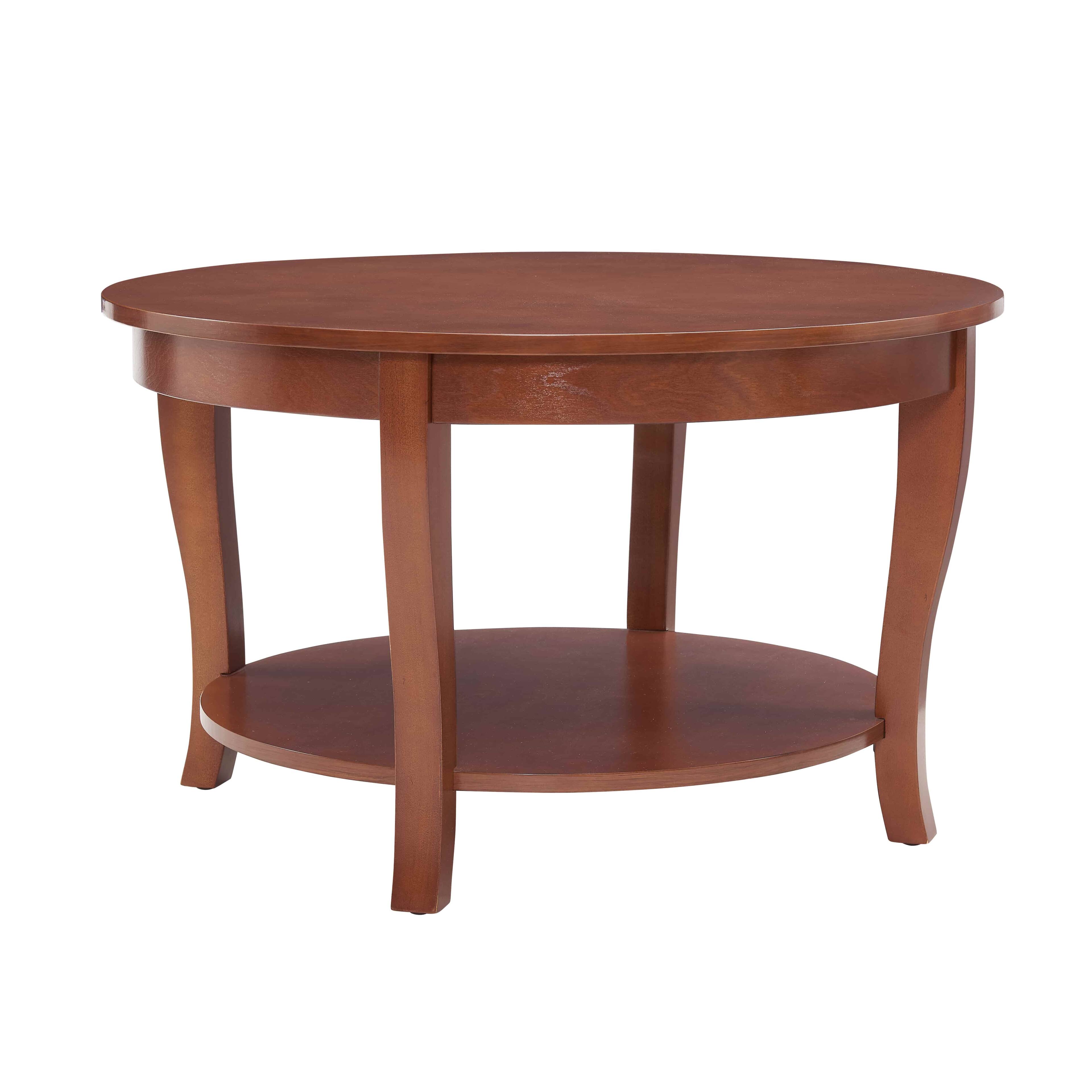 Alt View 4. Lirago - Round Coffee Table with Storage  4 Leg Wood End Table for Small Spaces Walnut 18"H x30"D x30"W - Walnut.