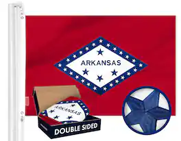 G128 - Arkansas State Flag 3x5 Ft Double Sided 210D Embroidered Polyester 2-Ply - Red