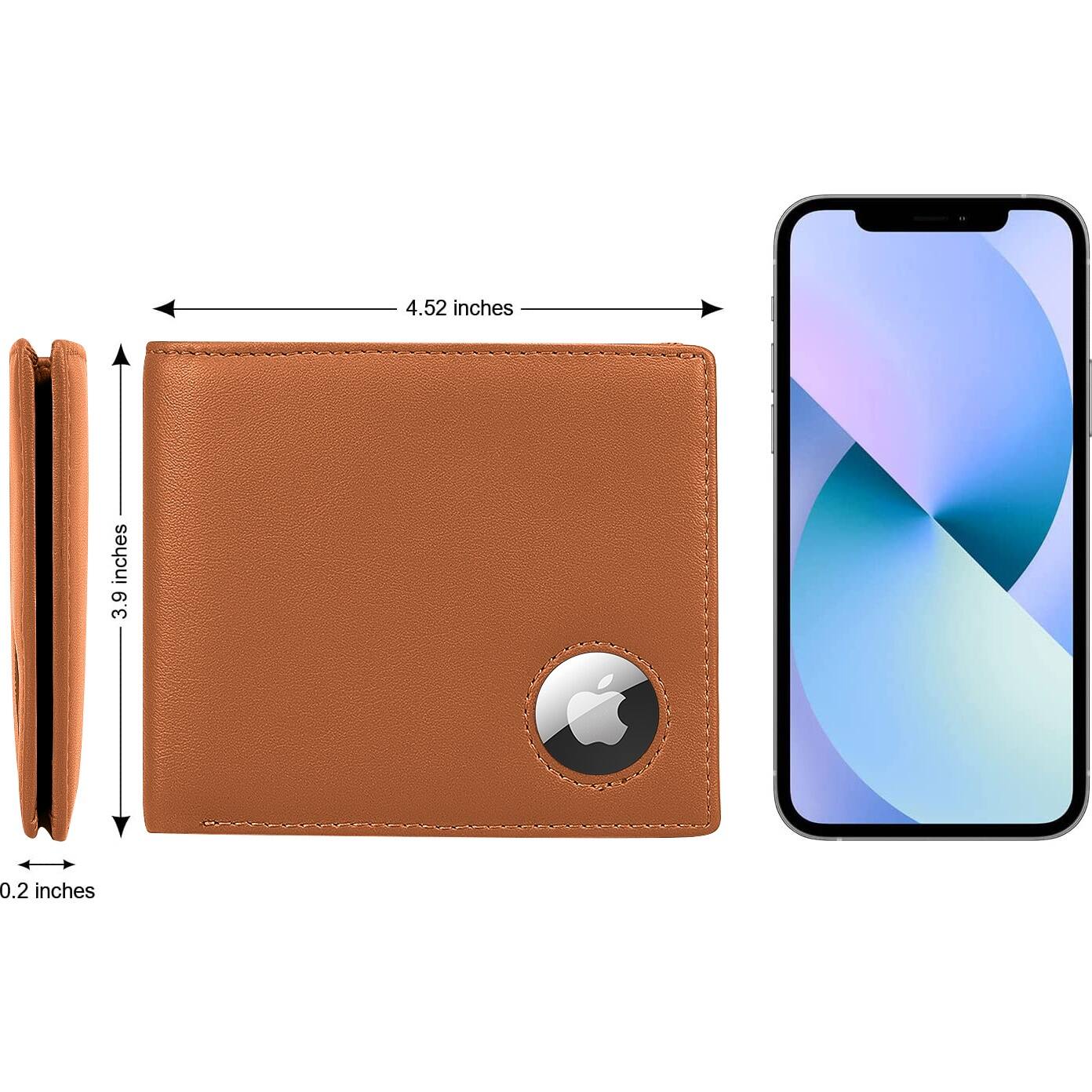 Alt View 12. SaharaCase - Genuine Leather Wallet Case for Apple AirTag - Brown.