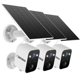 Defender - Solar Powered 4K AI Everwatch Wireless Security Camera with 3W Solar Panel, AI Detection, 3 Pack - White