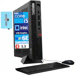 Lenovo - ThinkStation P3 Tiny Mini Desktop (Intel i5-13500, 32GB DDR5, 2TB PCIe SSD, Win 11 Pro) w/USB Hub - Black