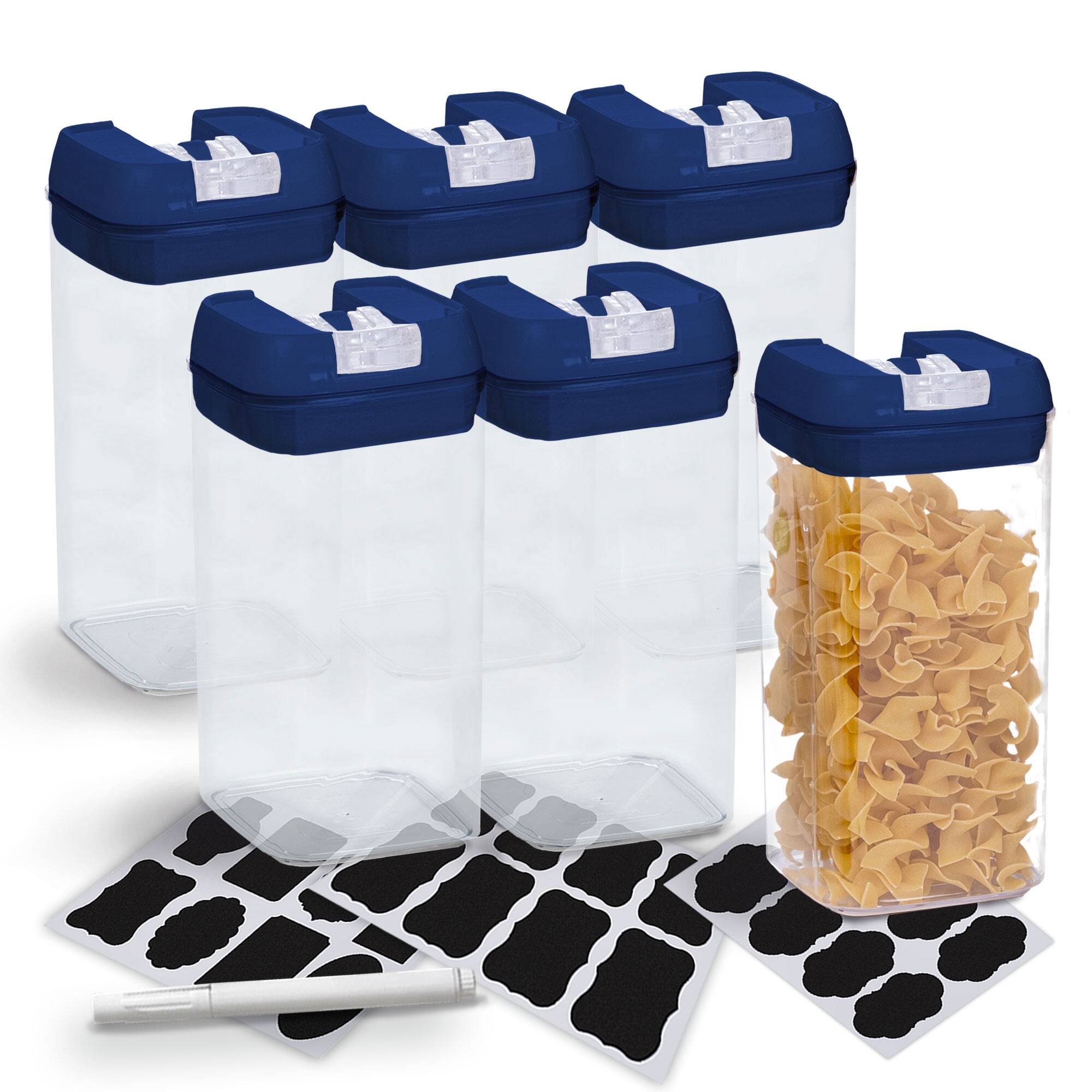 Alt View 3. Cheer Collection - 1.2-Liter Airtight Pantry Food Storage Containers with Secure Flip-Top Lids, 6-Pack, Navy Blue - Navy.