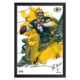 Sporticulture - Brett Favre Green Bay Packers 14" x 20" Brush Stroke Player Framed Art Print - Multicolor