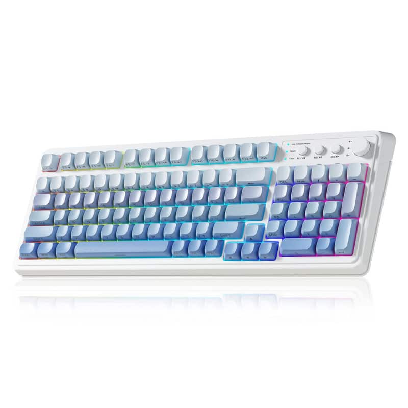 Luckbyte - 99-Key Tri-Mode Wireless Mechanical Gaming Keyboard - RGB Backlit with Media Knob & Numpad - Gradient Blue