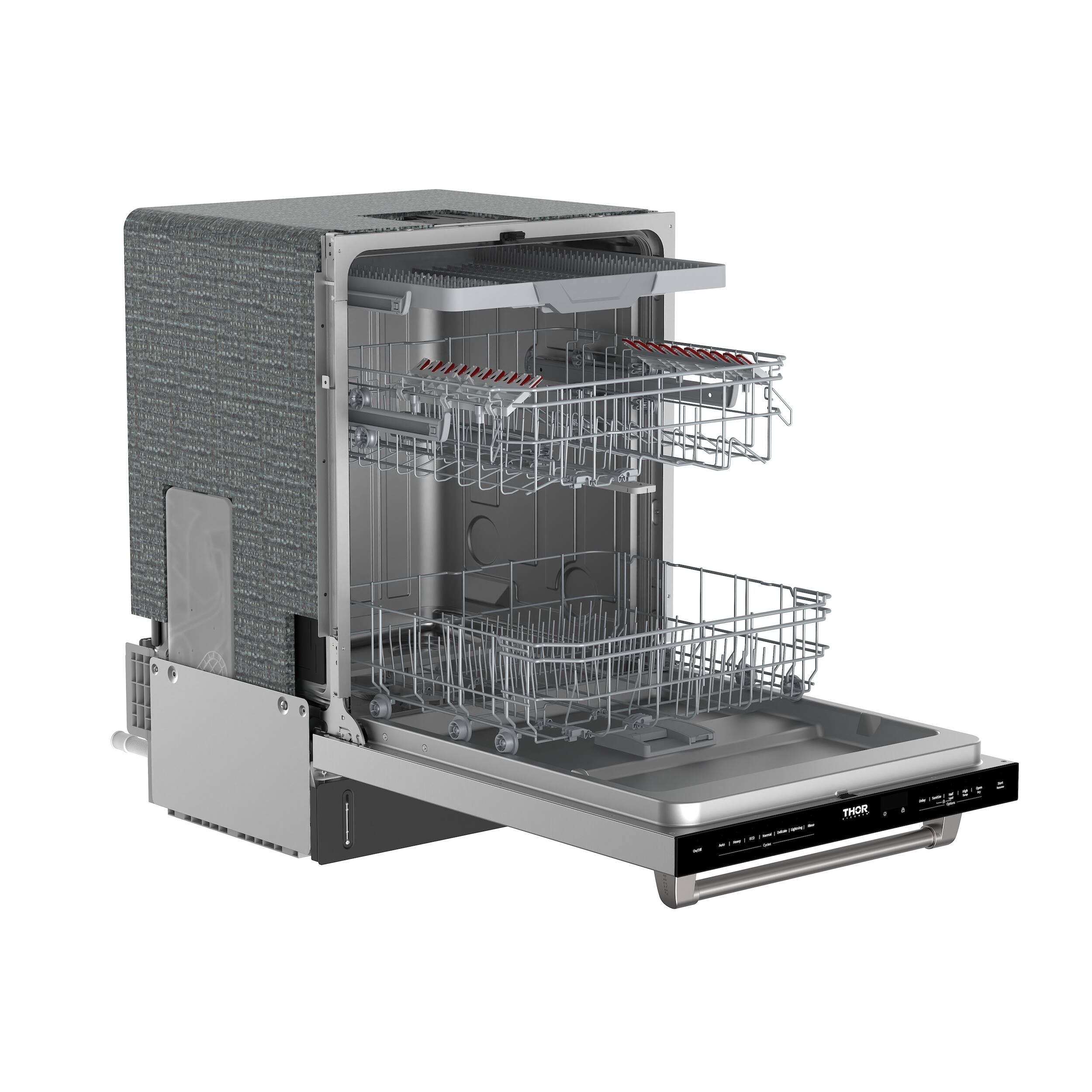 Alt View 3. Thor Kitchen - 24" Top Control Built-In Dishwasher Stainless Steel Tub with 3rd Rack, 47 dBA - Stainless Steel.