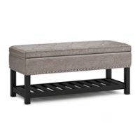 Simpli Home - Lomond Storage Ottoman Bench - Distressed Grey Taupe - Front_Zoom