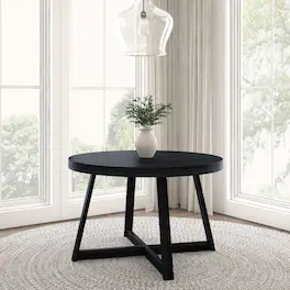 Plank+Beam - Classic Round Dining Table (47in / 1193 mm) - Black Wirebrush