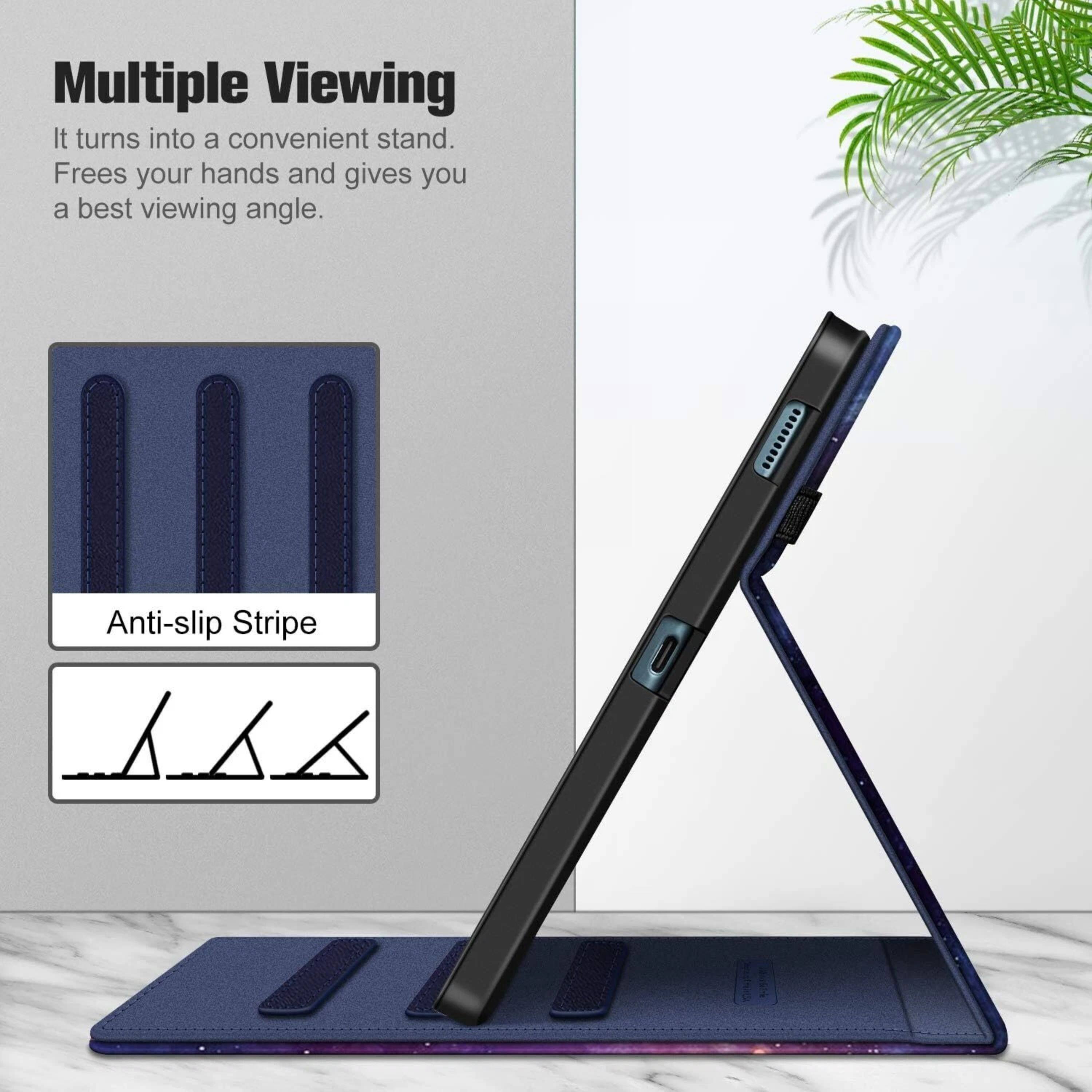 Multiple Viewing  
It turns into a convenient stand.  
Frees your hands and gives you a best viewing angle.  

Anti-slip Stripe