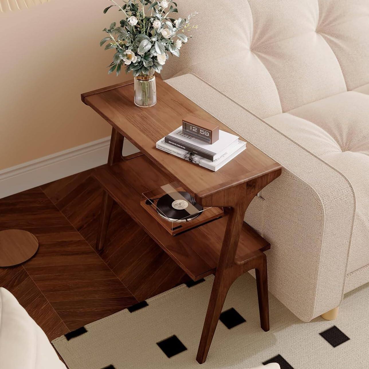 Tribesigns Solid Wood End Table Rustic Brown - Best Buy