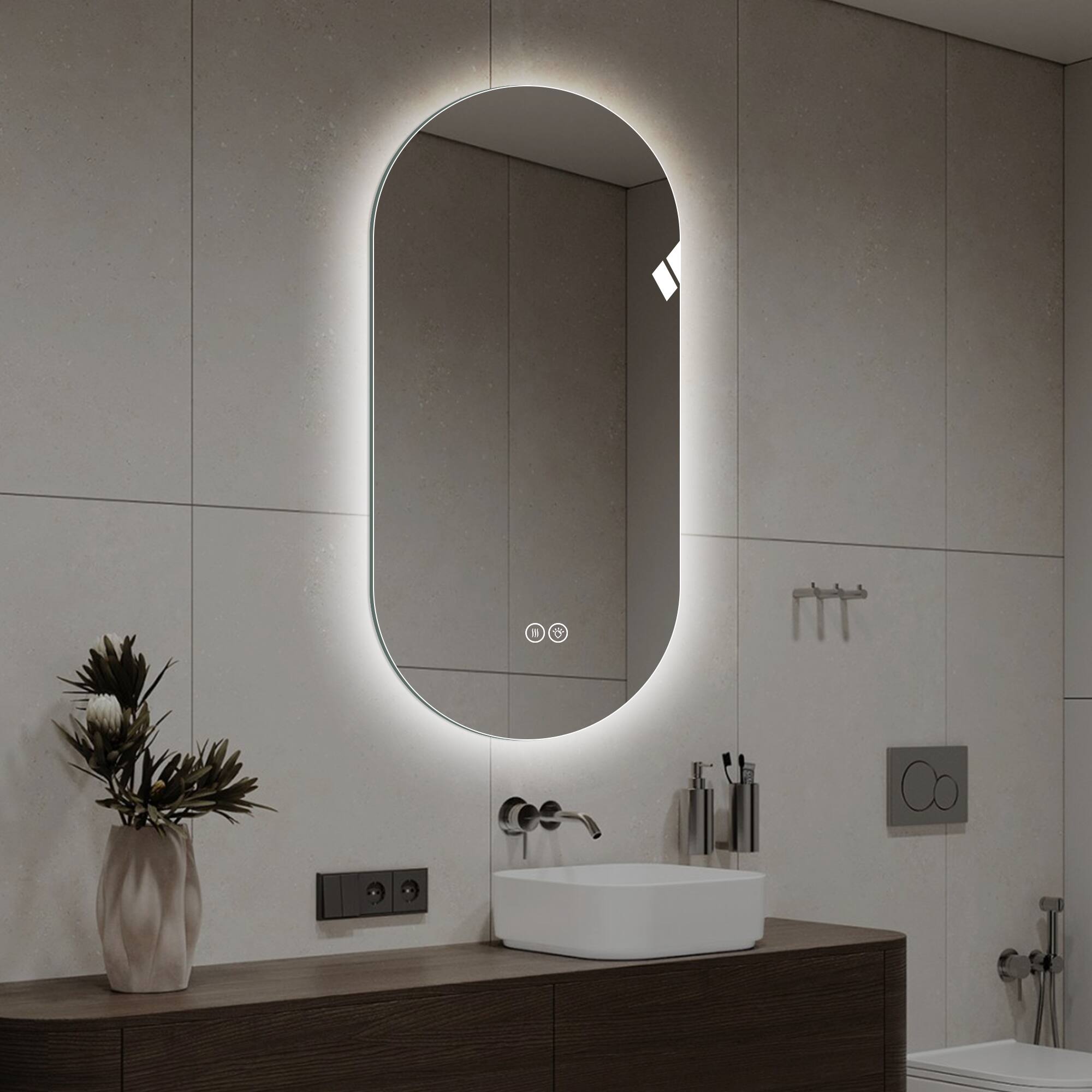 Alt View 3. Boyel Living - 48 by 24 Inch Smart Wall Mounted LED Touch Screen Anti Fog Mirror for Bathroom or Barber Shop.