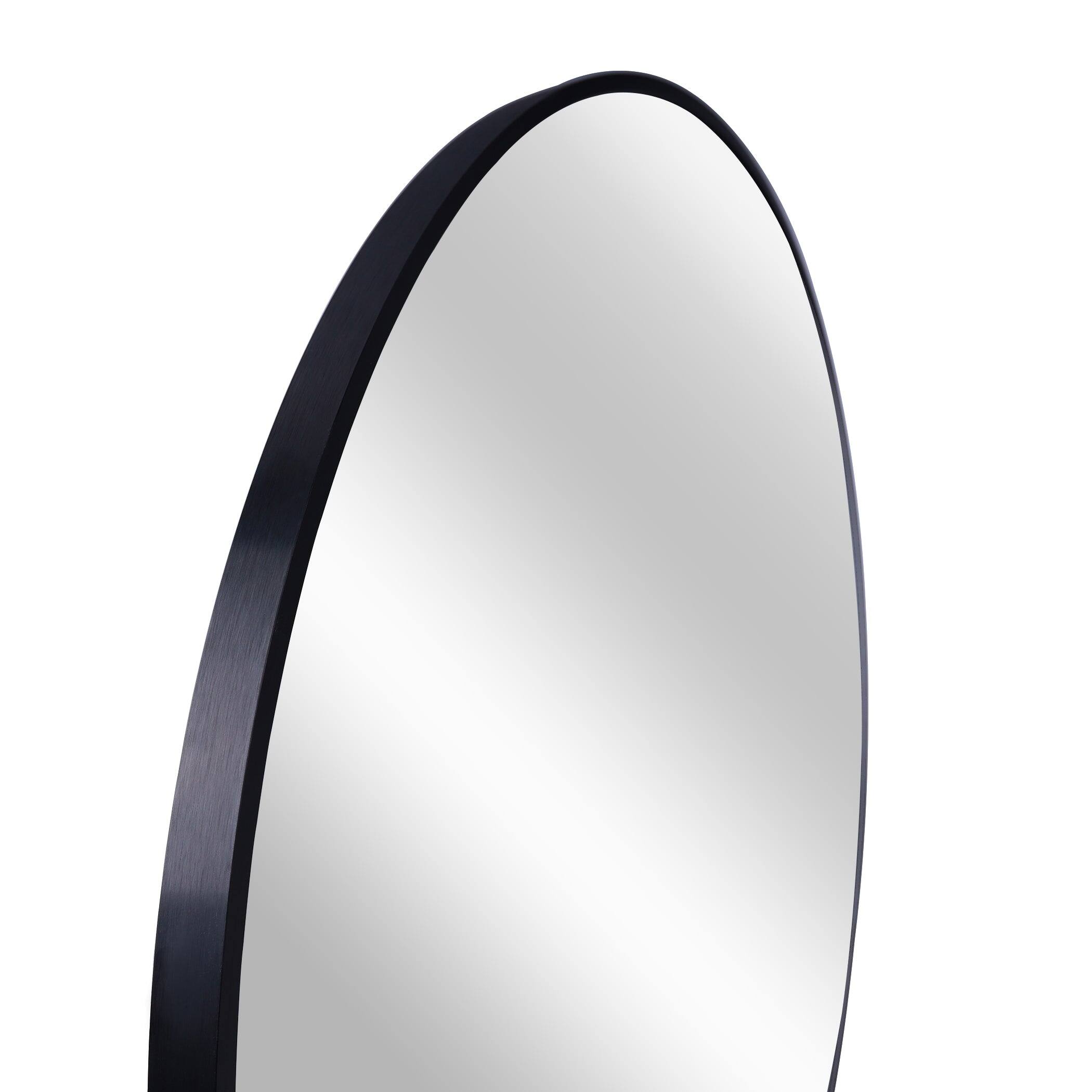 Alt View 5. BreeBe - 30 Inch Black Metal Framed Round Bathrrom Mirror for Wall. - Black.