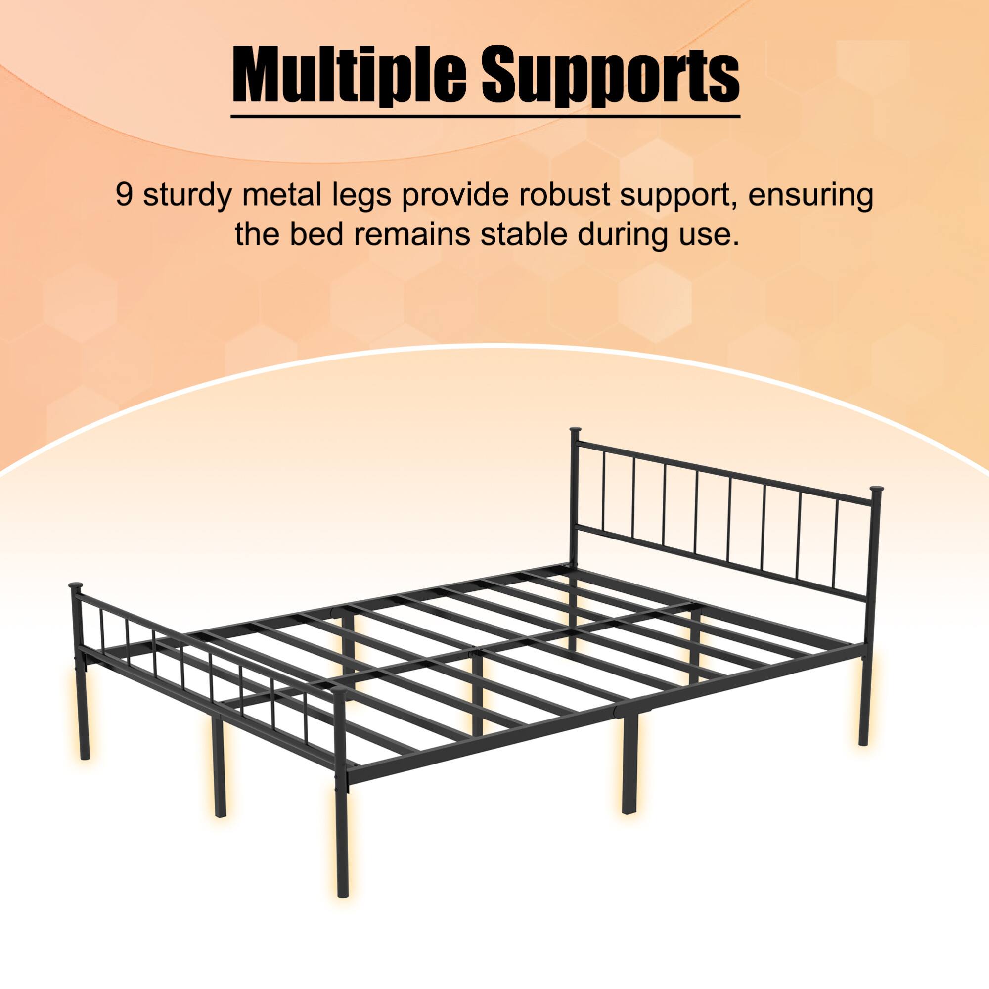 Multiple Supports

9 sturdy metal legs provide robust support, ensuring the bed remains stable during use.