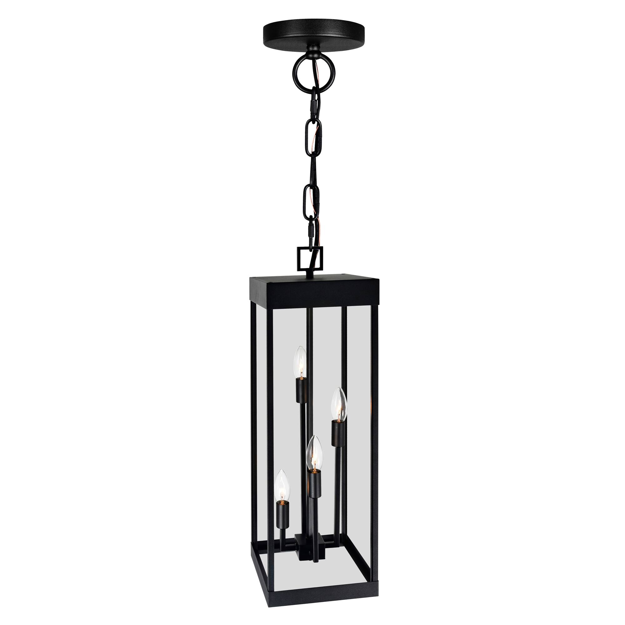 Angle. CWI Lighting - Windsor 4 Light Black Outdoor Ceiling Light - Black.