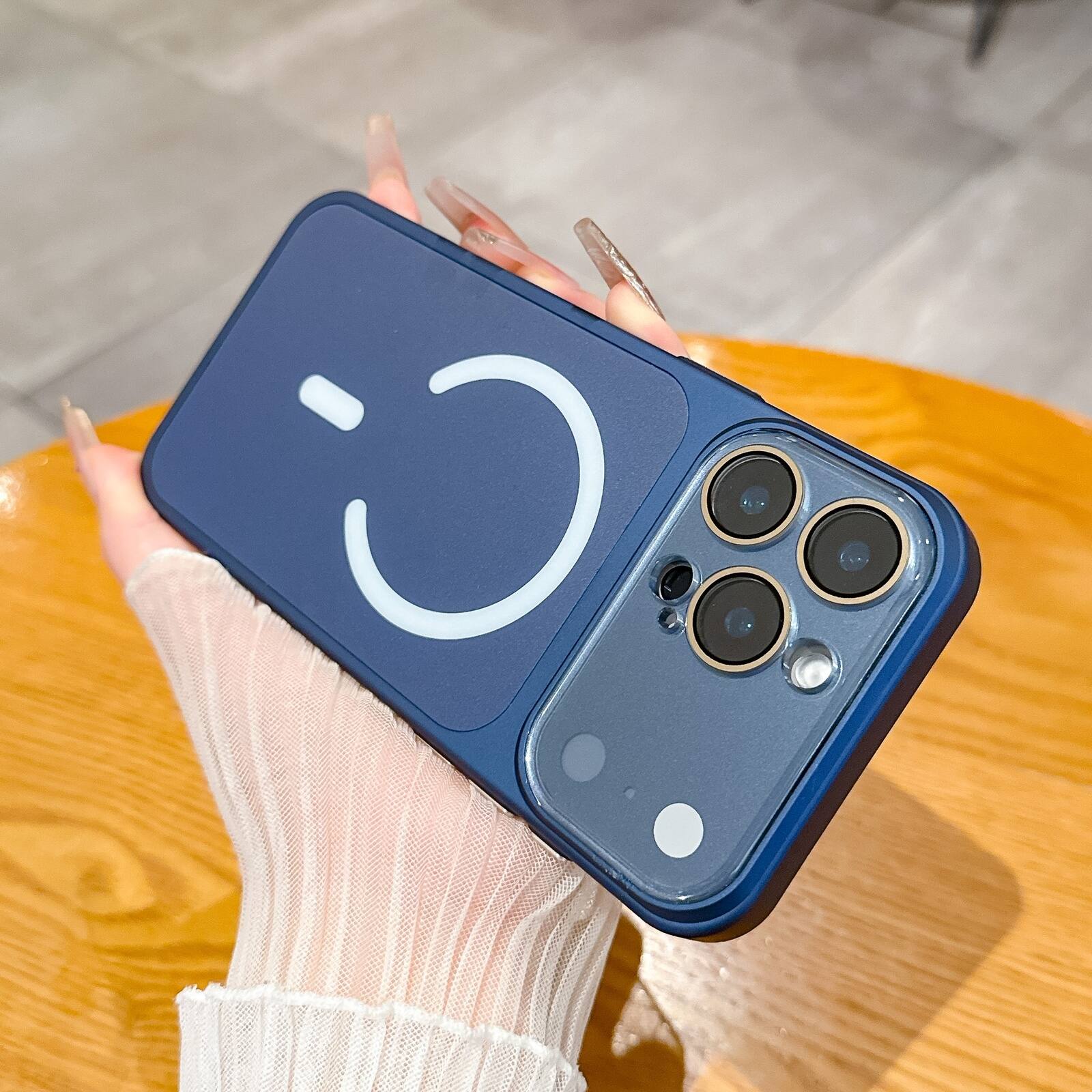 Front. Dteck - Magnetic Matte Case for Apple iPhone 17 Pro Max,Built-In Camera Lens Cover, Slim Shockproof PC TPU Rugged Cover - Darkblue.