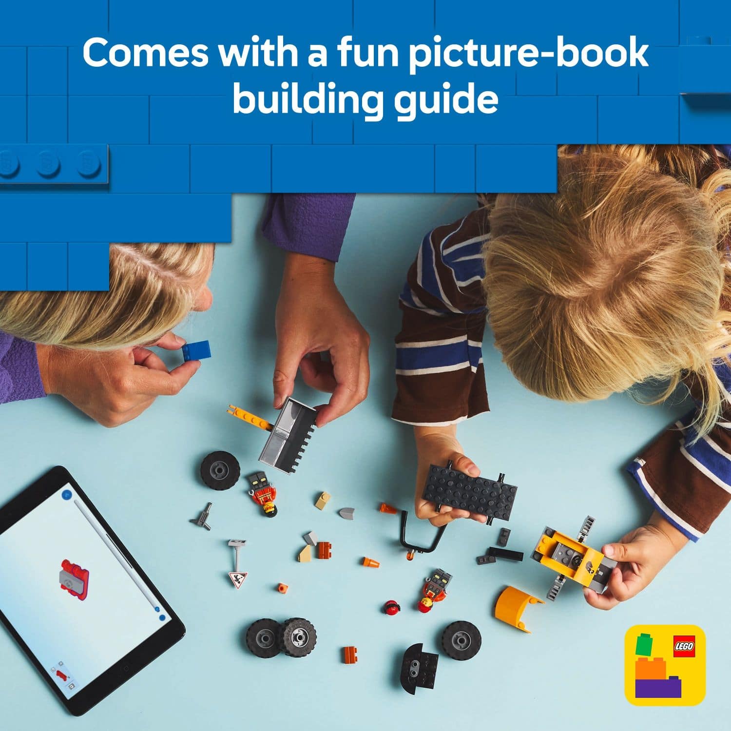 Comes with a fun picture-book building guide for LEGO.