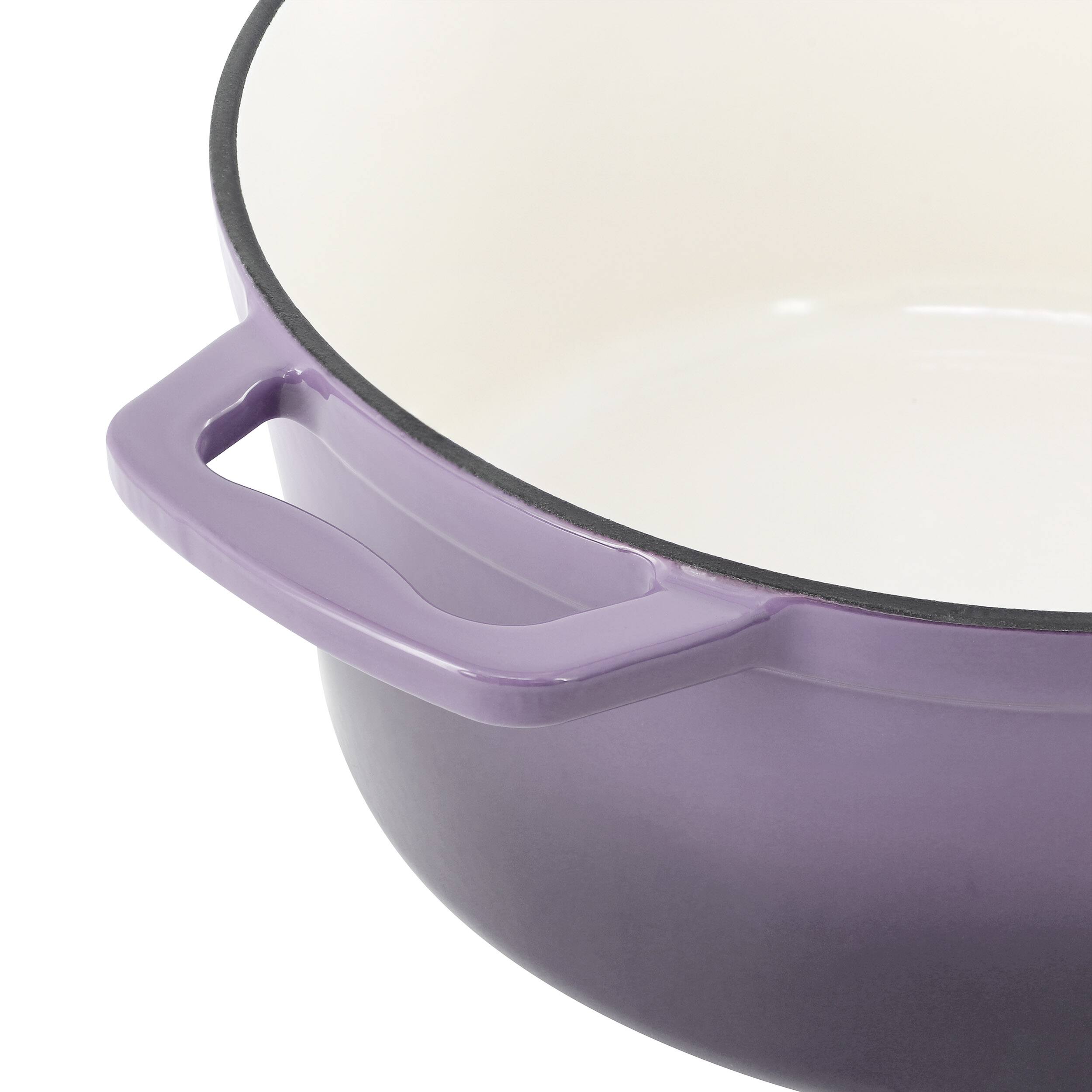 Alt View 4. MegaChef - MegaChef 5 Quarts Round Enameled Cast Iron Casserole with Lid in Gradient Purple - Purple.
