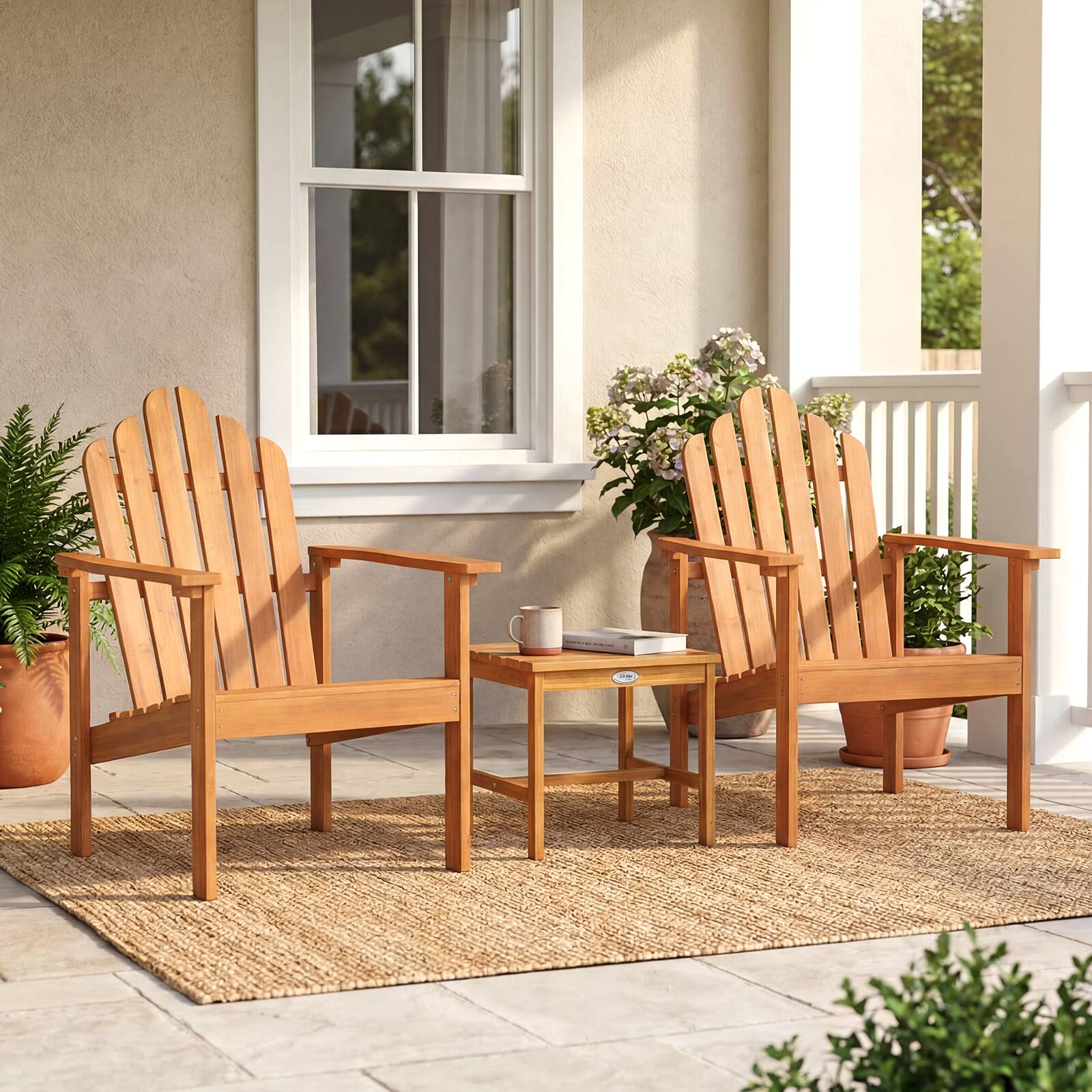 Alt View 1. Gymax - Gymax Stackable Adirondack Chair Set of 2w/Side Table & Built-in Backrests Armrests - Yellow.
