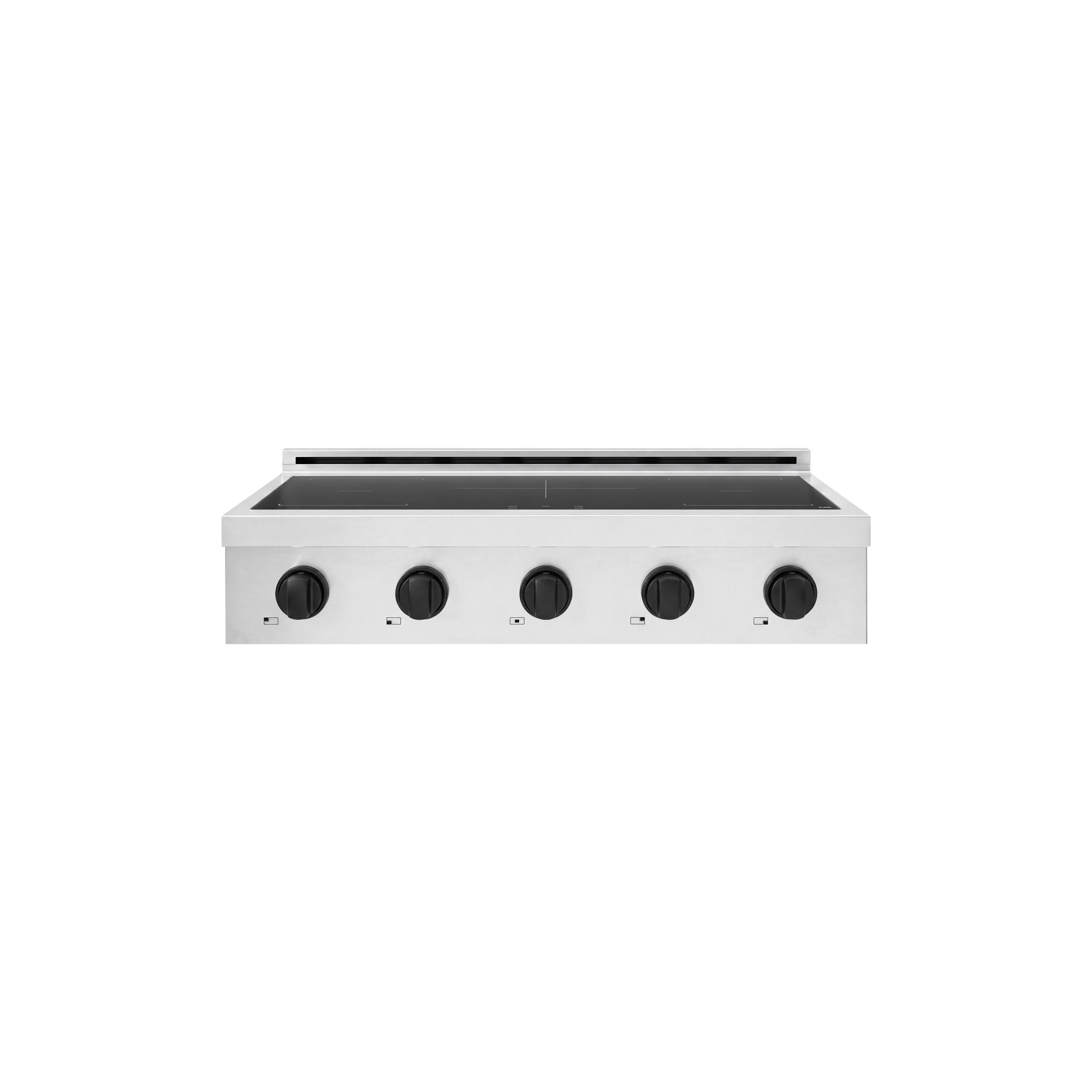 Front. ZLINE - Autograph 36 in. Paramount Built-in Induction Rangetop with 5 Elements in Stainless Steel and Matte Black Accents - Stainless Steel.