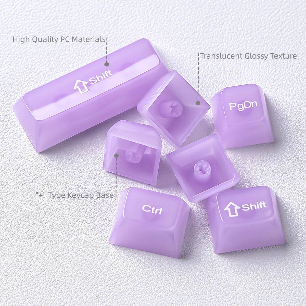 High Quality PC Materials!
Shift
Translucent Glossy Texture PgDn
Type Keycap Base
Ctrl
Shift