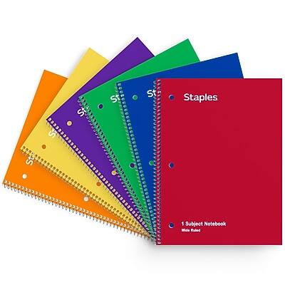 Staples  
1 Subject Notebook  
Wide Ruled