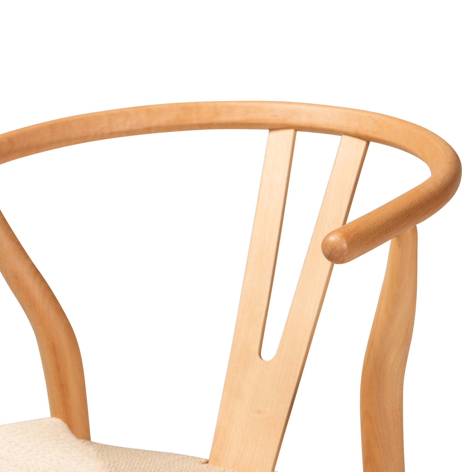 Back. Baxton Studio - Paxton Modern and Contemporary Finished Wood 2-Piece Dining Chair Set - Beige/Oak Brown.