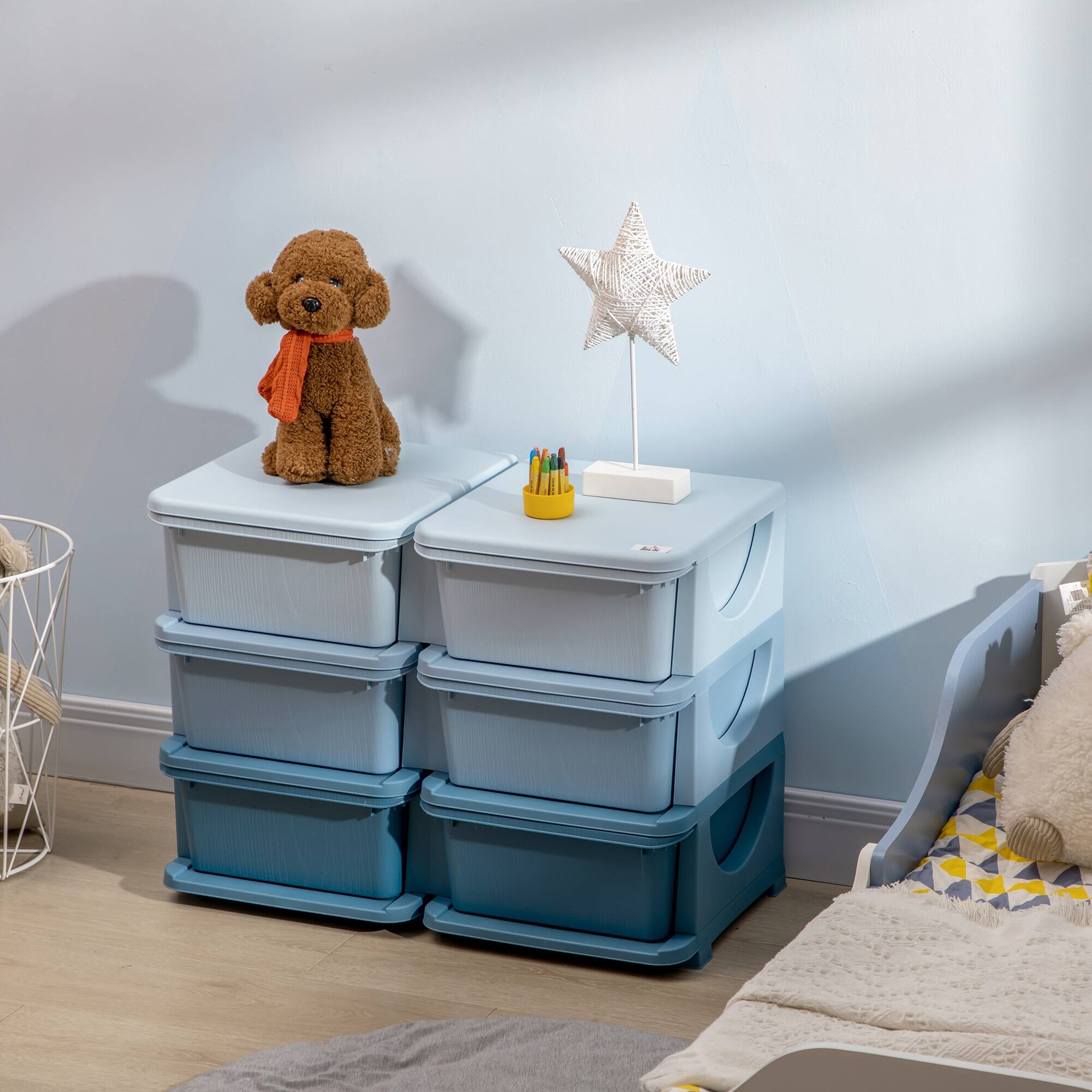 Alt View 1. Ecooso - 3-Tier Kids Toy Storage Organizer, Multi-Drawer Plastic Cabinet with Bins for Toddlers, Nursery and Playroom - Blue.